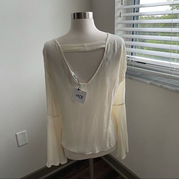 Nwt Jack BB Dakota Ivory Crepe Bell Sleeve - Picture 7 of 11